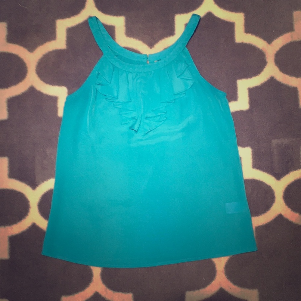 Teal Tank with front ruffle